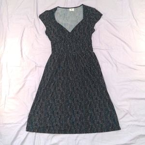 Worthington - Navy with White, Purple and Green Sleeveless V-neck Dress
